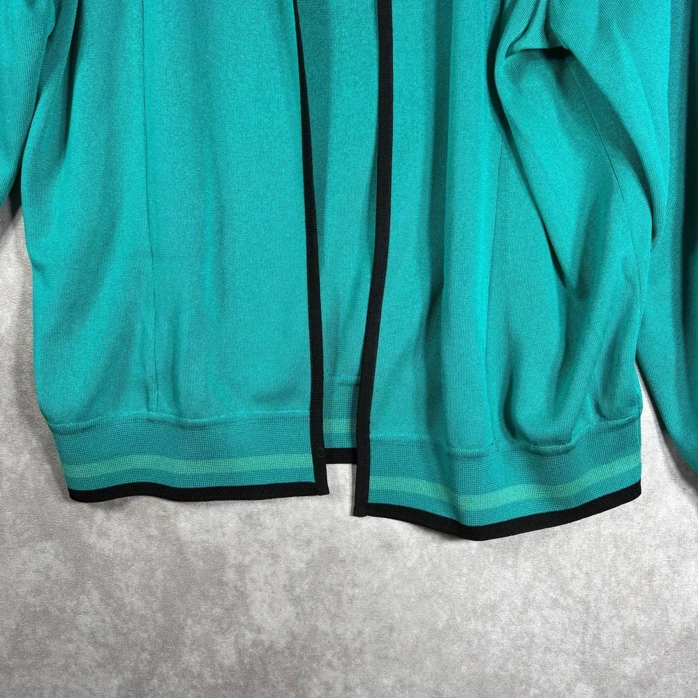Exclusively Misook Cardigan Sweater Womens Size PM Green Knit Open Front Career‎
